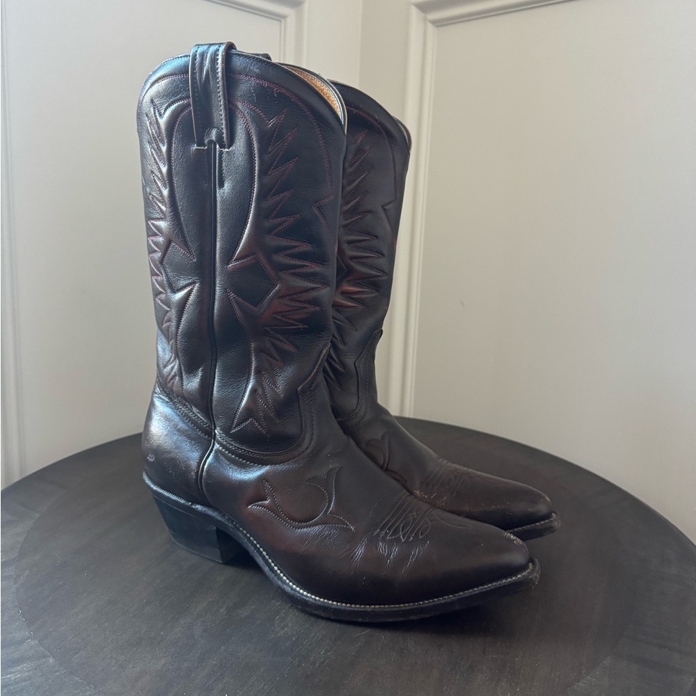 Boulet Brown Leather Men’s Western Cowboy Boots - Size 9.5